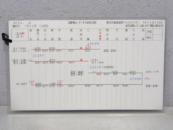 武蔵小金井電車区運転士行路表 - その他