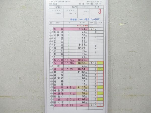 熊本乗務センター2仕業(SLあそBOY)