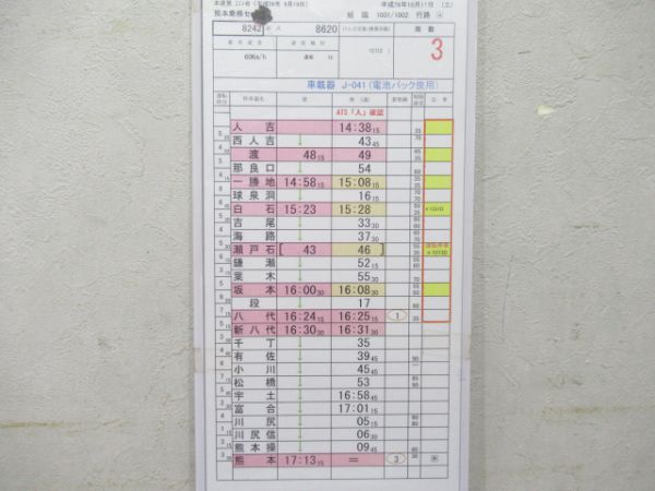 熊本乗務センター2仕業(SLあそBOY)