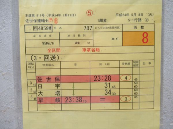 佐世保運輸センター3仕業(かもめ・883系臨時特急)