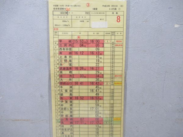 佐世保運輸センター3仕業(かもめ・883系臨時特急)