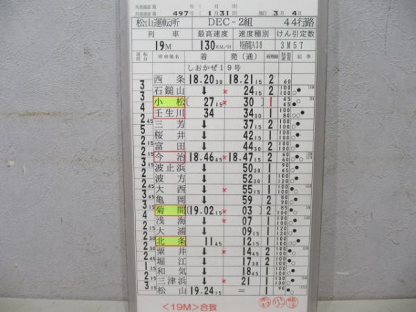 松山運転所しおかぜ