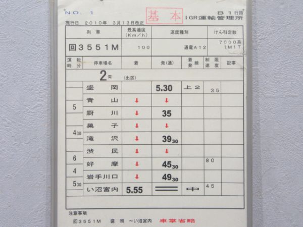 IGR運輸管理所 岩手銀河鉄道 B1行路揃い