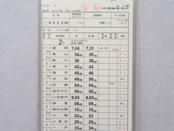 IGR運輸管理所 岩手銀河鉄道 B1行路揃い