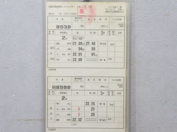 盛岡運輸区 田沢湖線 B67行路 揃い