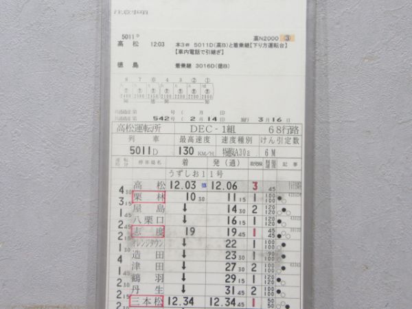 高松運転所 DEC1組 68行路(うずしお18号・11号入り) 揃い