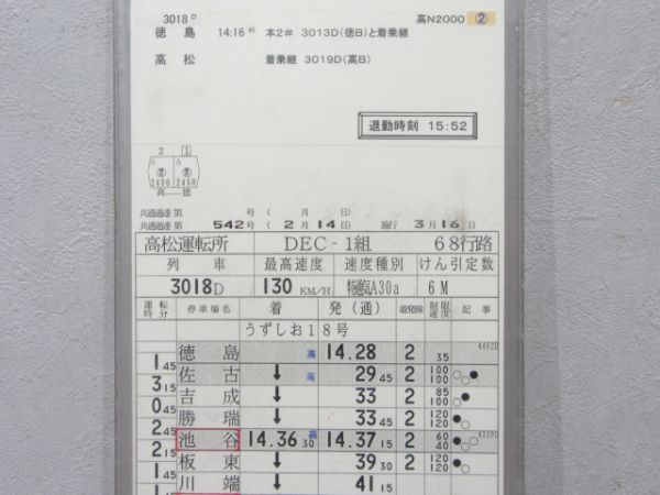 高松運転所 DEC1組 68行路(うずしお18号・11号入り) 揃い