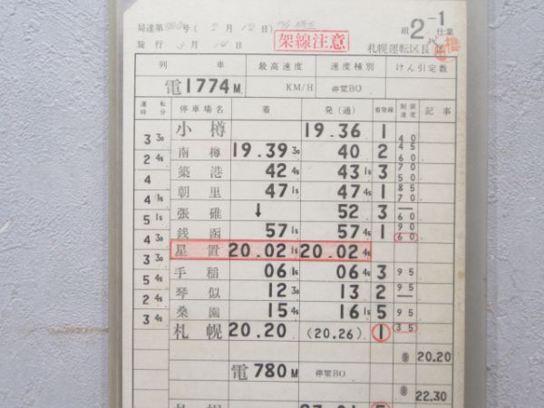 札幌運転区 第2-1仕業 行路揃い