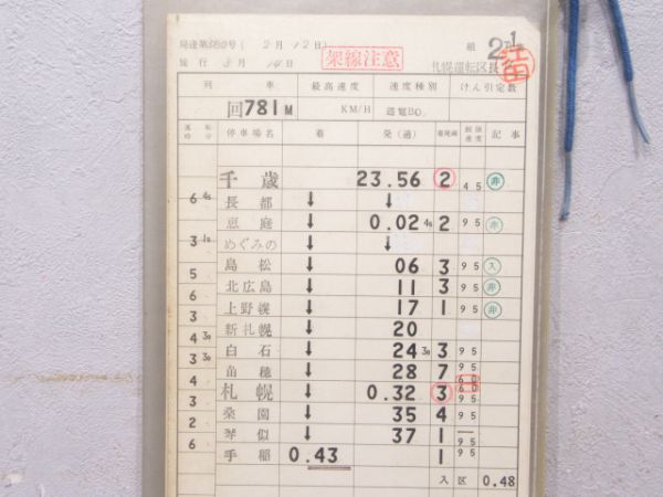 札幌運転区 第2-1仕業 行路揃い
