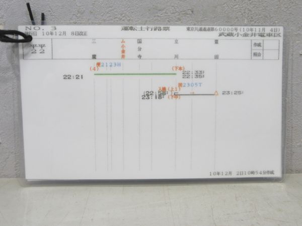 運転士行路表 武蔵小金井電車区 平平22 4枚組