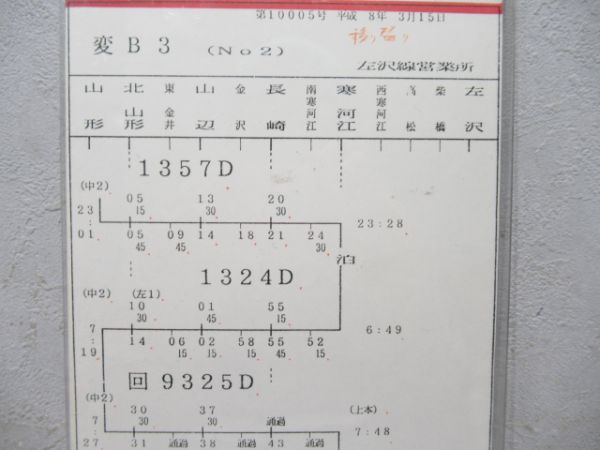左沢線営業所行路表揃い