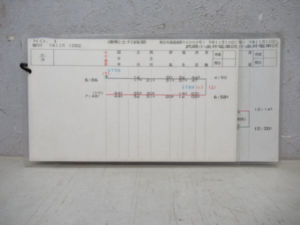 武蔵小金井電車区運転士行路票揃い