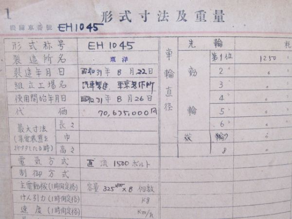 EH10 45 機関車履歴簿