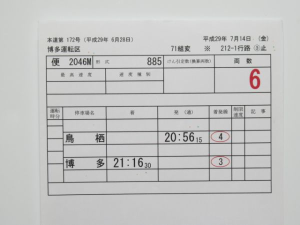 博多運転区入出場揃い3仕業組