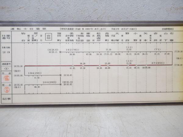 宮城野電車区運転士仕業票揃い