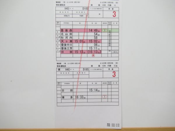 博多運転区 ②仕業 揃い (災害ダイヤ)