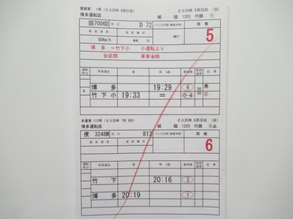 博多運転区 ②仕業 揃い (災害ダイヤ)