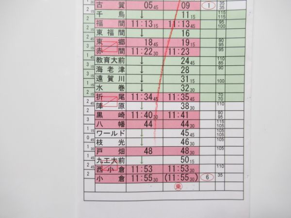 博多運転区 バラ③仕業 (時刻変更)