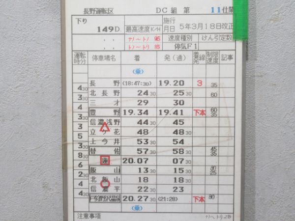 長野運転区 11仕業 揃い (通票表示・飯山線)