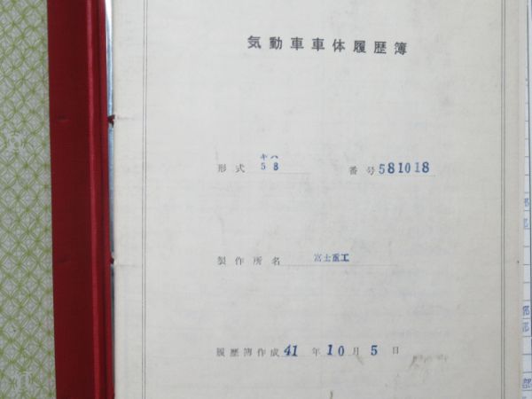 気動車車体履歴簿「キハ58-1018」(→キハ58-5007)