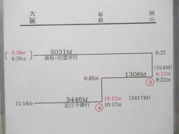 車掌行路表 大阪電車区サンライズ瀬戸揃い