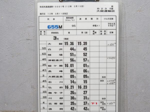 大館運輸区 B23行路 揃い(トワイライトE入り)