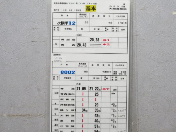 大館運輸区 B23行路 揃い(トワイライトE入り)