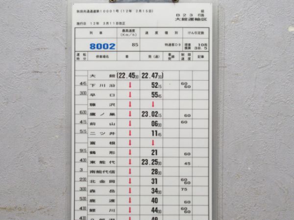 大館運輸区 B23行路 揃い(トワイライトE入り)