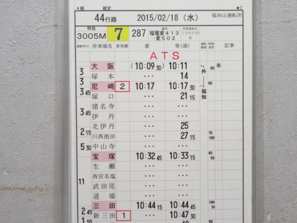 福知山運転所 44行路 揃い(こうのとり 入り)