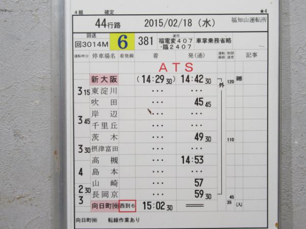 福知山運転所 44行路 揃い(こうのとり 入り)