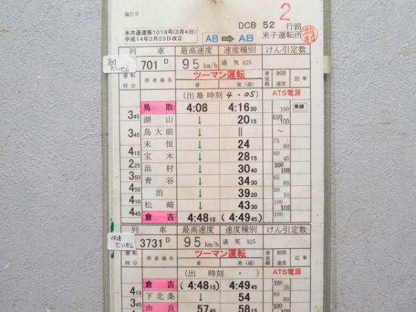 米子運転所 52行路 揃い(出雲・だいせん 入り)