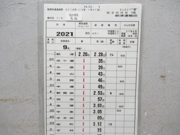 新津運輸区 B2006行路 (寝台特急 鳥海)