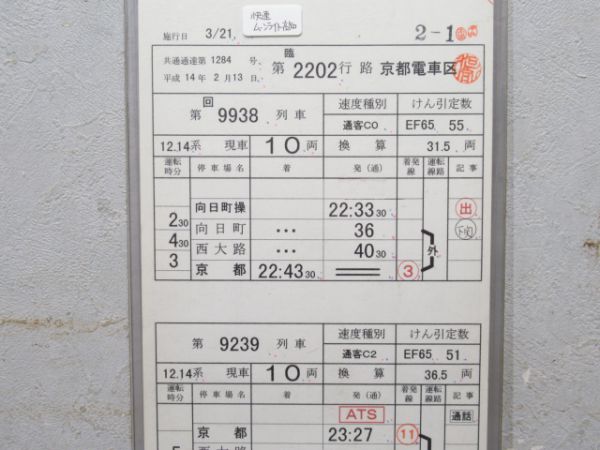 京都電車区 臨2202行路 (快速 ムーンライト高知)