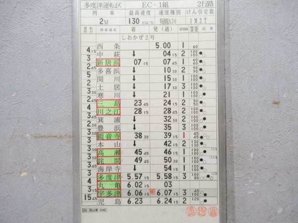 JR四国 多度津運転区 2行路