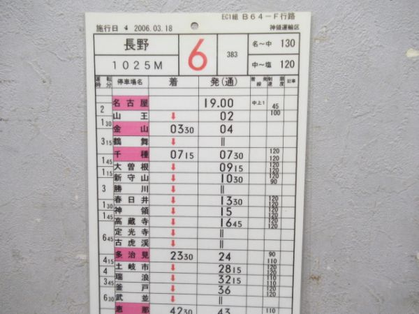 神領運輸区 B64-F行路 [383系 しなの]