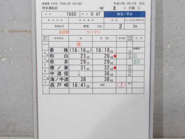 博多運転区 3行路 西戸崎線 揃い