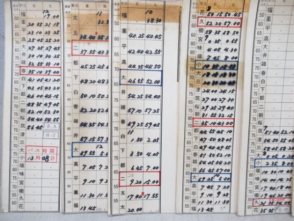 西鉄電車運転時刻表と行先対照表セット