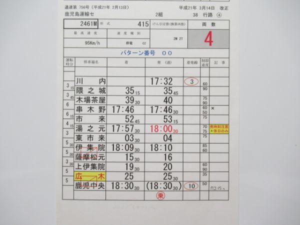 鹿児島運輸センター 38行路 揃い (特急きりしま 入り)