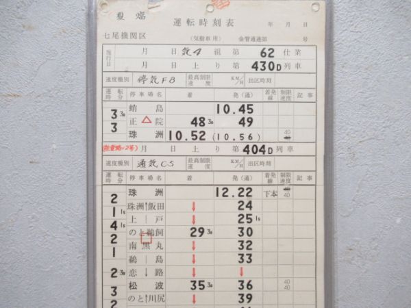 七尾機関区 気4組62仕業「能登路12号入り」通票表示