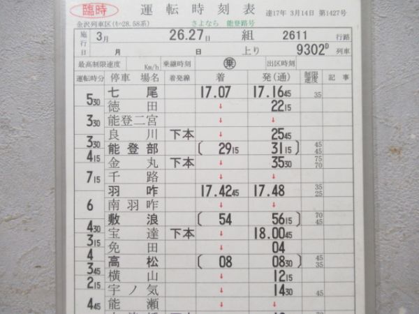 金沢列車区(キハ28・58系)2611行路揃い「さよなら能登路号」