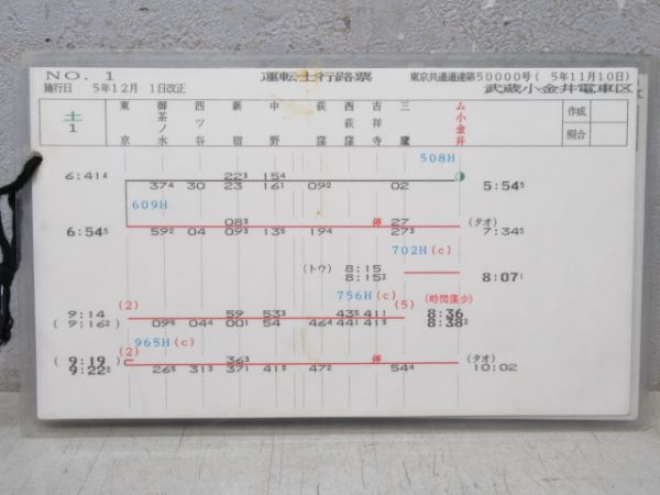 武蔵小金井電車区 土1 行路揃い