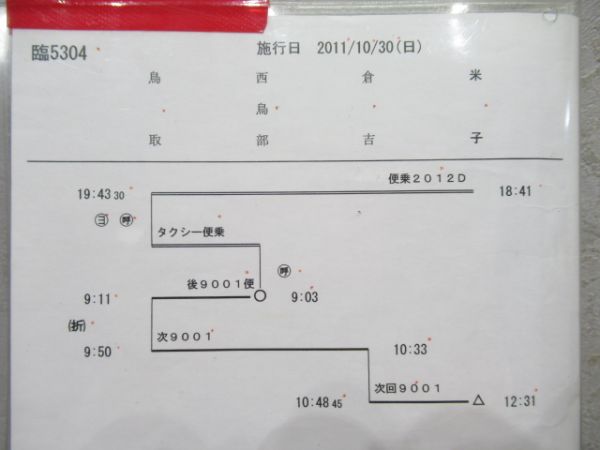 米子運転所　行路表付き揃い「お召し列車」