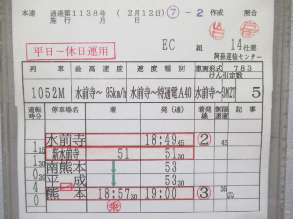 阿蘇運輸センター　EC組14仕業「783系有明」