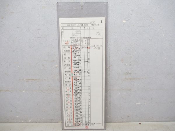 岡山電車区連鎖閉そく式　行路表付き