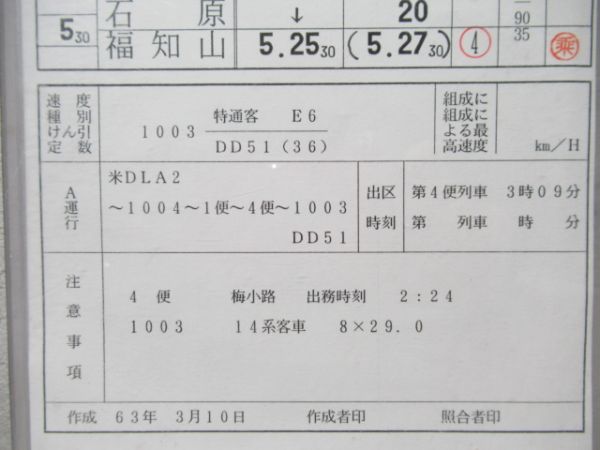 福知山運転所　DLDLB1仕業「寝台特急出雲」印なし