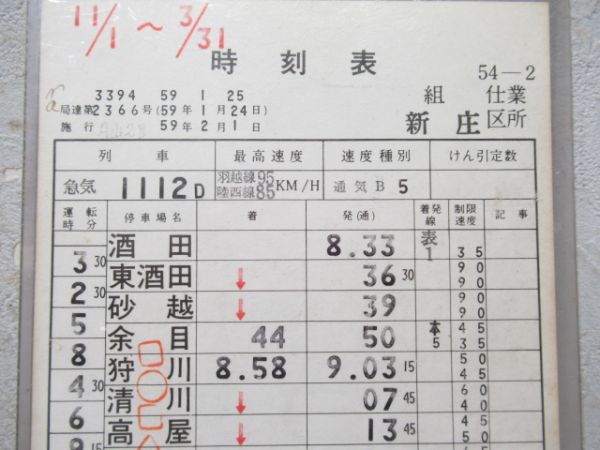 新庄区　通票表示入り「急行月山」