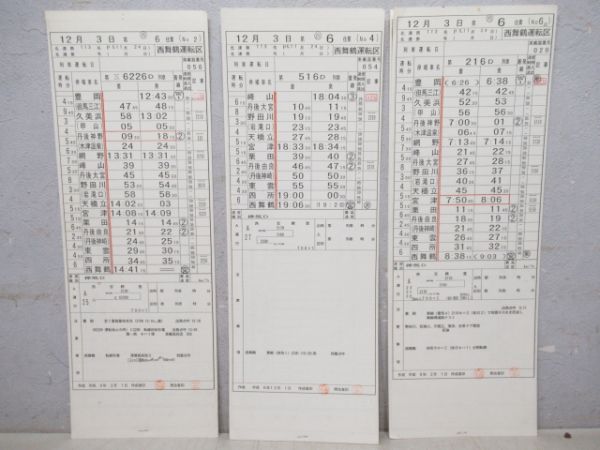 西舞鶴運転区　西6仕業揃い「北近畿タンゴ鉄道快速入り」行路表付き