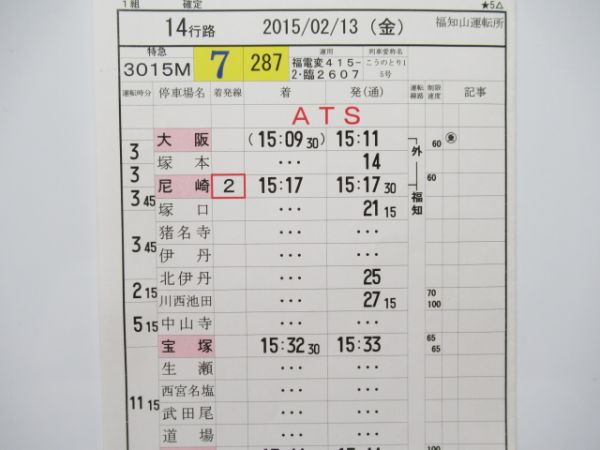 福知山運転所　14行路「特急こうのとり」