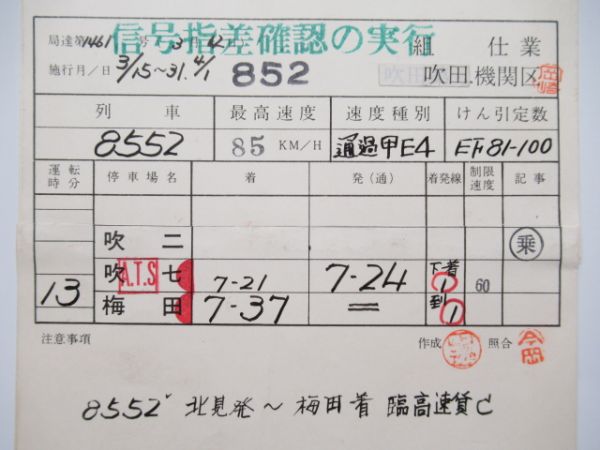 吹田機関区　揃い「EF81」