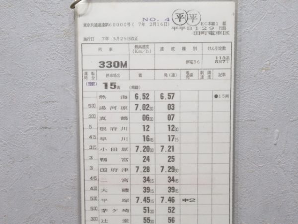 田町電車区 平平B129行路 揃い (湘南ライナー 入り)